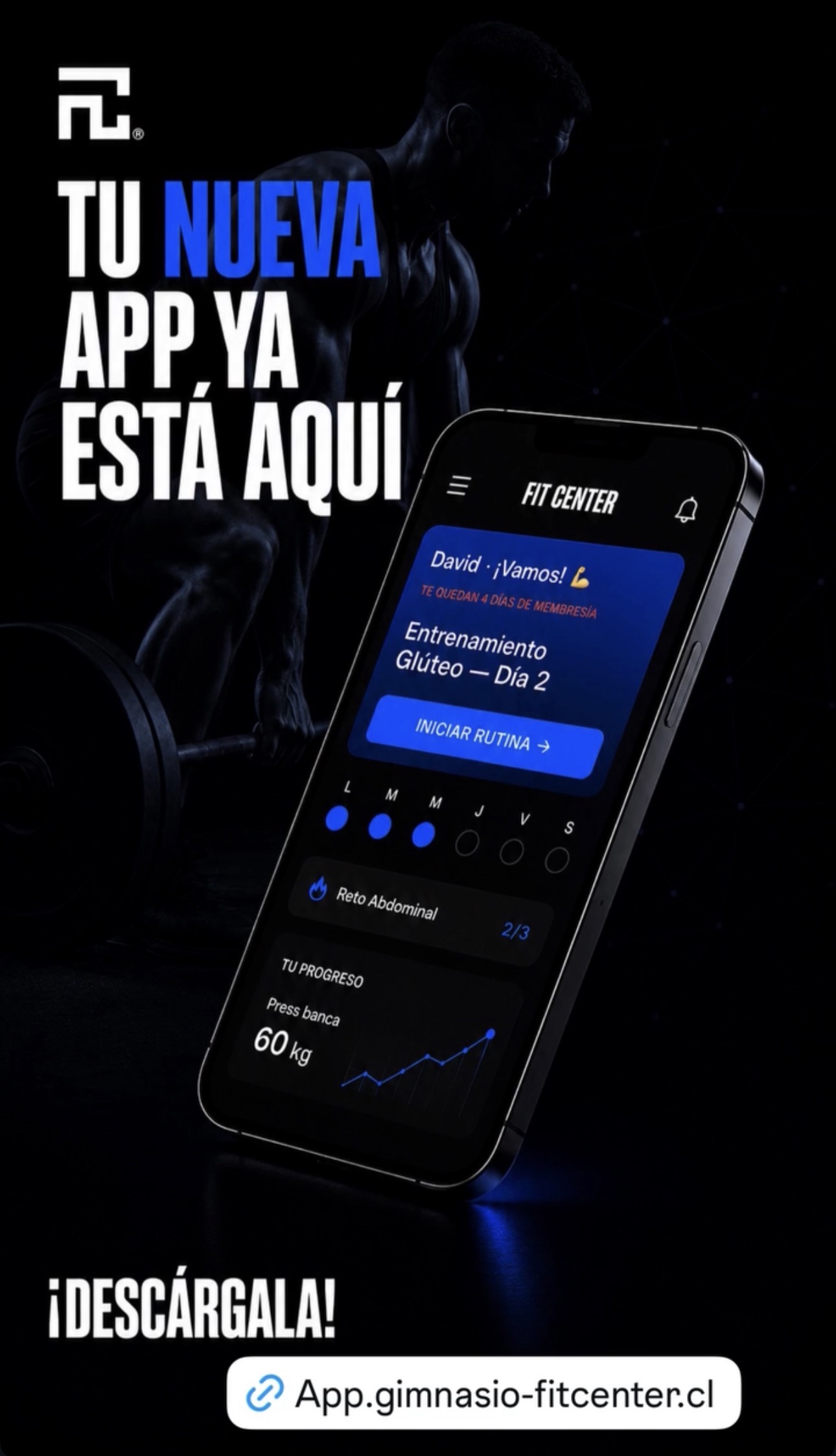 App Fit Center — rutina, progreso y membresía desde el celular
